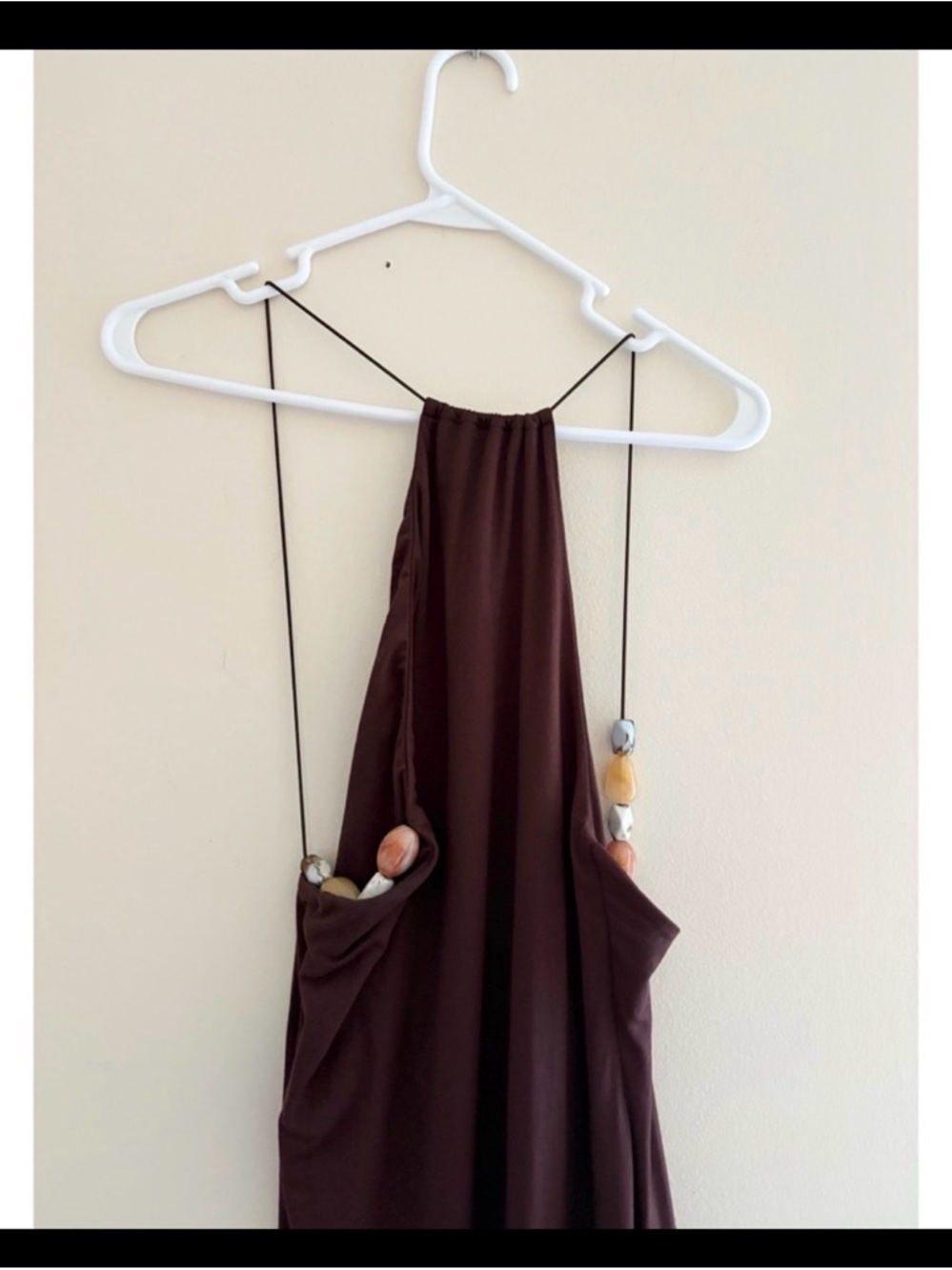 ASOS Dark Brown Maxi Dress with Beaded Straps
